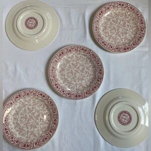 5 luncheon plates Rose Leaf Design Pattern: Herbier Rose by Faiencerie De Gien